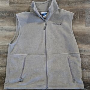 Columbia Beige Large Vest Full Zip Stand-Up Collar Zipped Pockets Men’s warm
